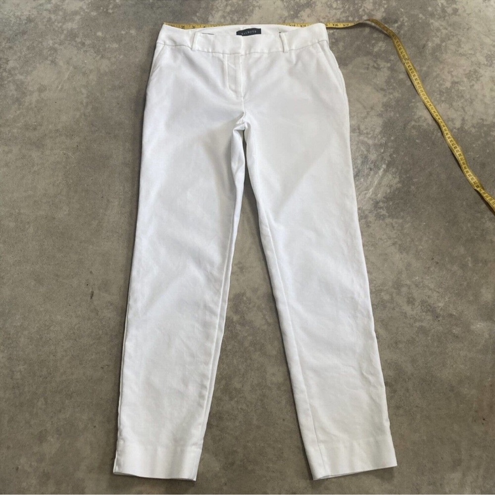Talbots Pants Womens 4 Hampshire Ankle White Mid Rise Trousers Spandex Blend
